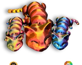 Articulated Lazy Cat: 3D Printed Fidget Toy, Cat Lover Gift