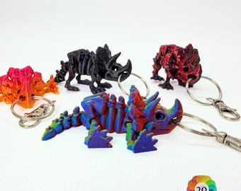 Triceratops Skeleton Keychain |  Dinosaur Fossil Bag Charm | Prehistoric Fossil Accessory