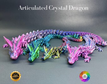 Articulated Crystal  Dragon and Egg, 3D Printed Flexible Fidget Toy, 14 Colours to choose,  Makes a Unique Gift