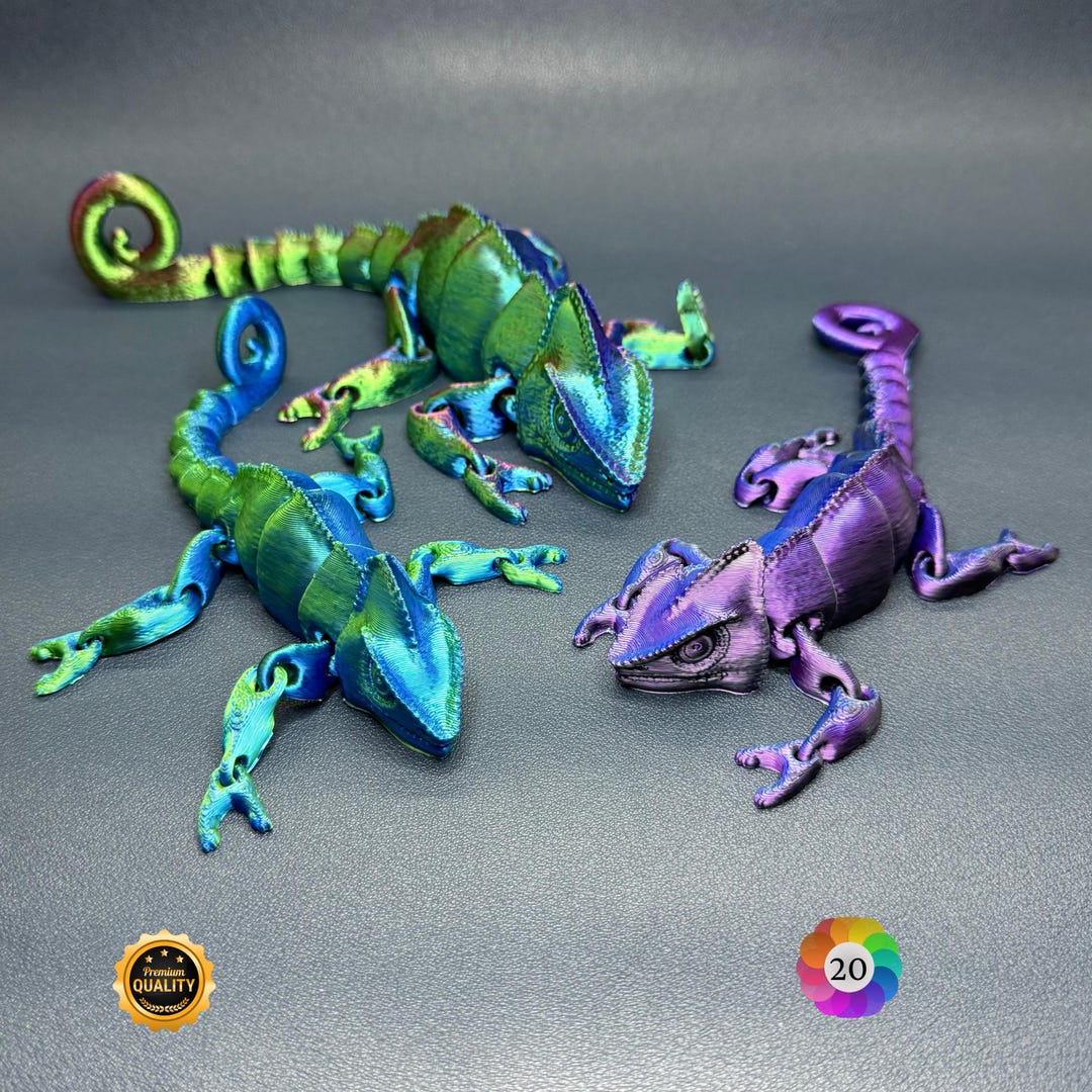 3D Printed Articulated Chameleon: Flexible Sensory Fidget Toy - Etsy