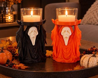 Ghost Face Candle Holder, Halloween Tealight Holder, Spooky Home Decor, Ghost Decoration, Gothic Decor, 3D Printed Gift, 3d printful
