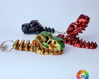 T-Rex Skull Keychain |  Dinosaur Fossil Bag Charm | Prehistoric Fossil Accessory