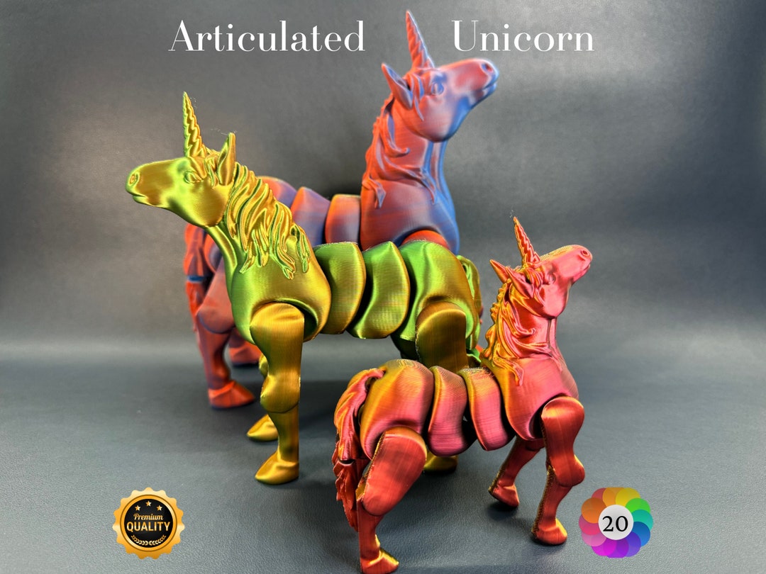 Articulated Unicorn, 3D Printed Flexible Fidget Toy, Great Gift for Unicorn Lovers, 20 Unique ...
