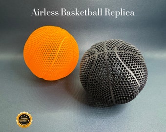 Airless Replica of NBA Basketball, 3D Printed Flexible Airless Wilson Basketball Replica, Orange or Black colour to choose