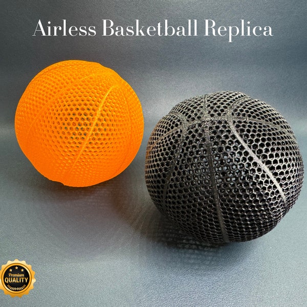 Airless Replica of NBA Basketball, 3D Printed Flexible Airless Wilson Basketball Replica, Orange or Black colour to choose