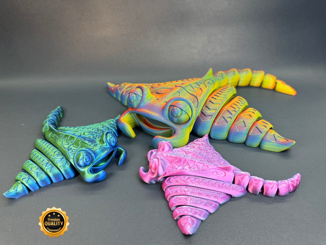 Ray Fidget 3D Printed Articulated Manta Ray Fidget Toy: Eco-friendly PLA - Etsy UK