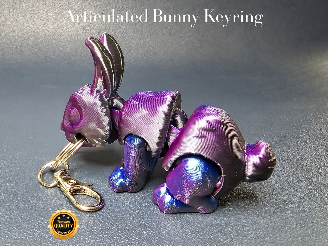 Articulated Bunny Keyring, 3d Printed Keychain, Key Fob, Bag Tag ...