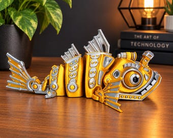 Cyber Fish, 3D-Printed Articulated Futuristic Aquatic Creature,  20 unique colours to choose