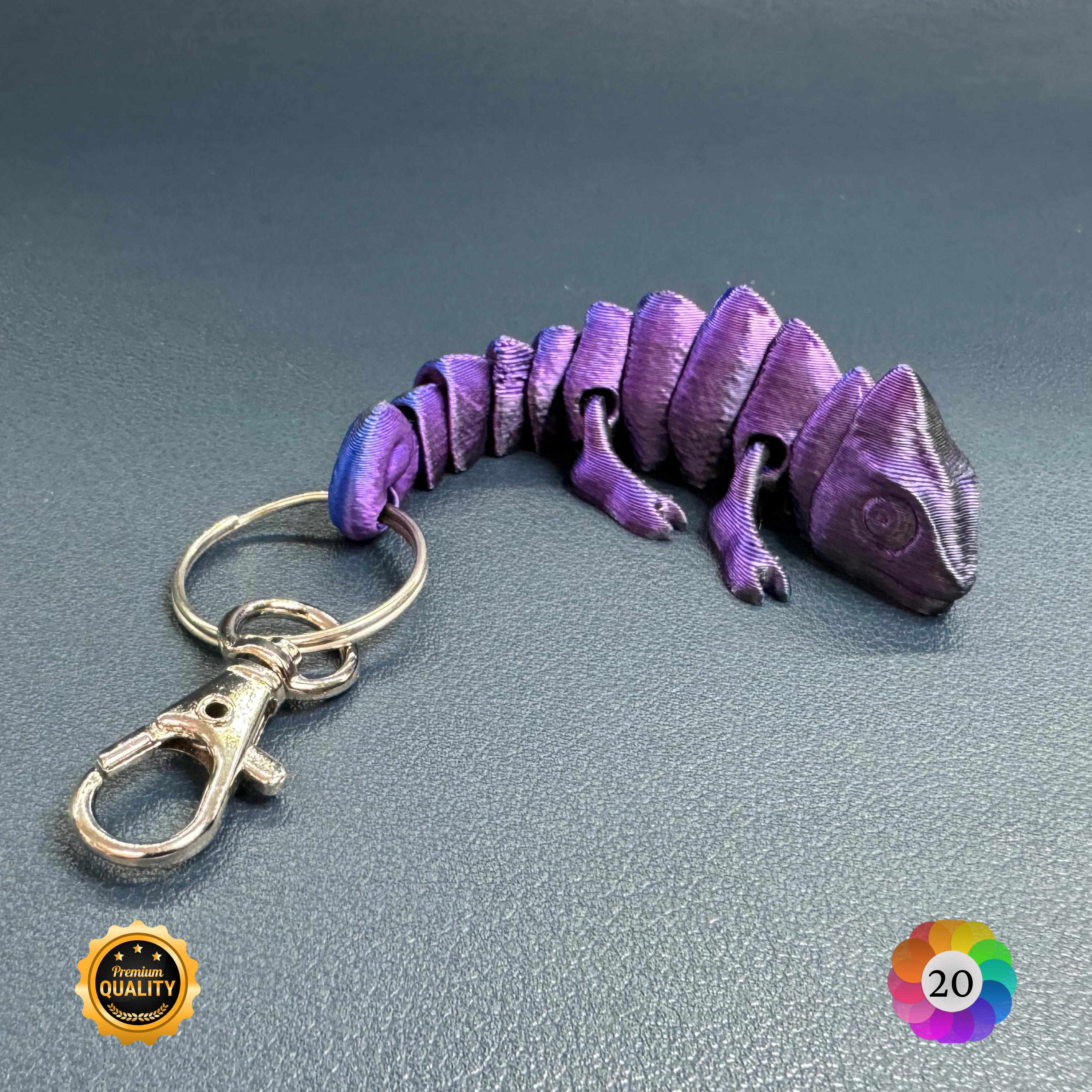 3D Printed Articulated Chameleon Keychain: Fidget Toy, Bag Tag - Etsy