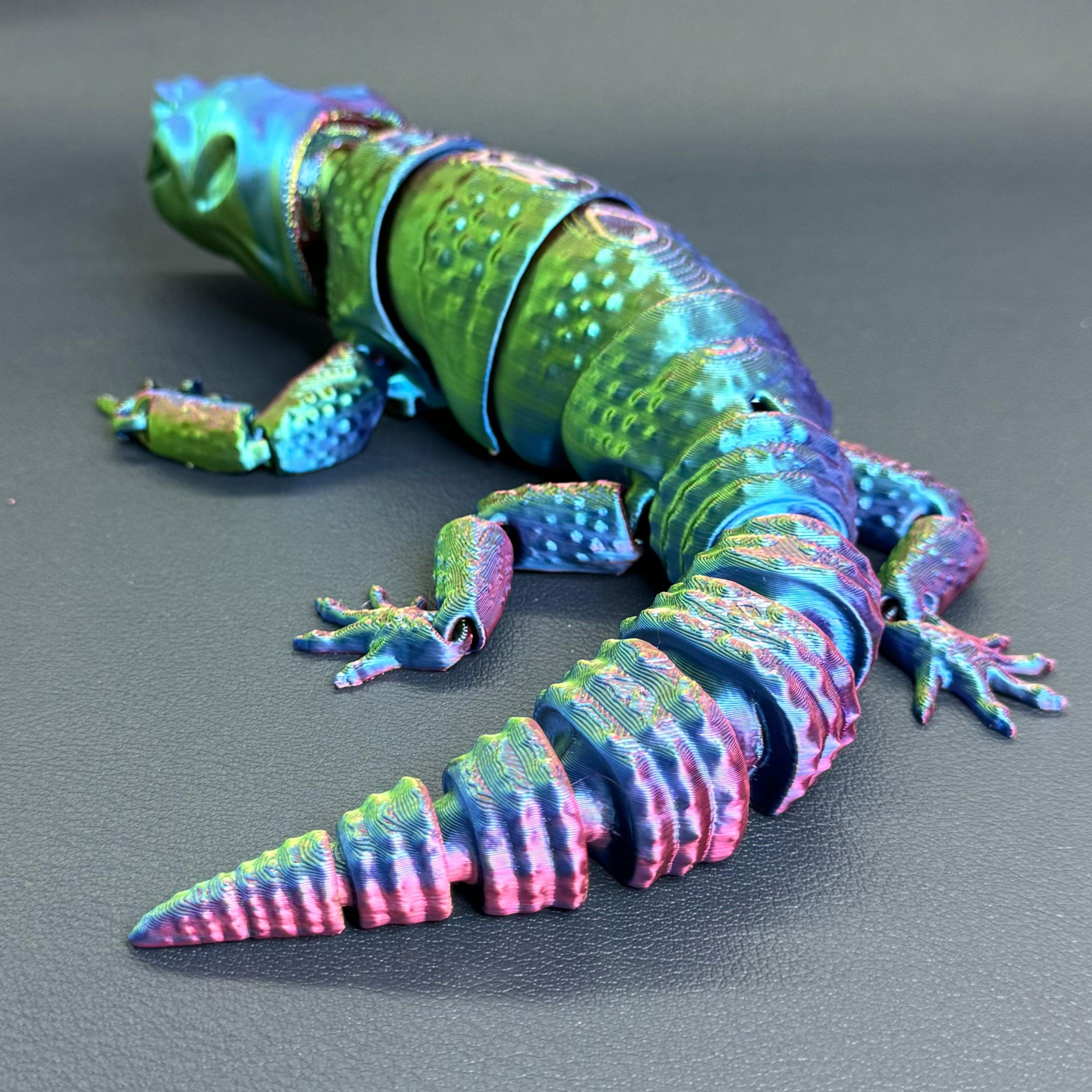 Figurine Gecko 3D Imprimé – Jouet Reptile Articulé Flexiable – Anti-Stress Déco De Bureau – Couleurs Vives – Cadeau Créatif