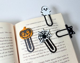Halloween Bookmarks Set of 4, 3D Printed Spooky Bookmarks, Halloween Gift for Book Lovers, Cute Mini Bookmarks