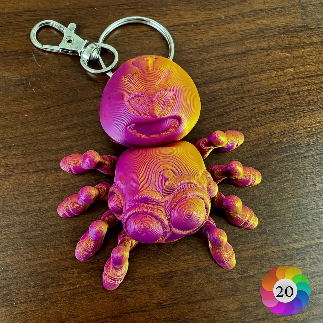 Articulated Spider Keychain – 3D Printed Flexible Keyring – Fun Bag ...