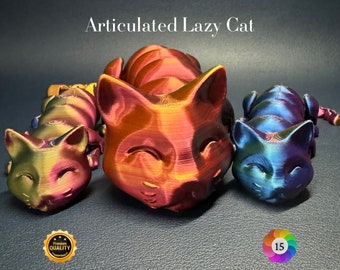 Articulated Lazy Cat, 3d Printed Fidget Desk Toy, Great Gift for Cat Lovers, 15 unique colours to choose