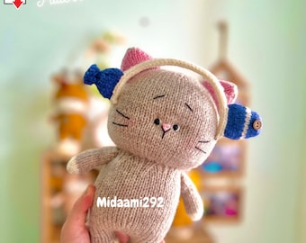 Modèle de tricot chat : tutoriel de jouet tricoté (téléchargement PDF)