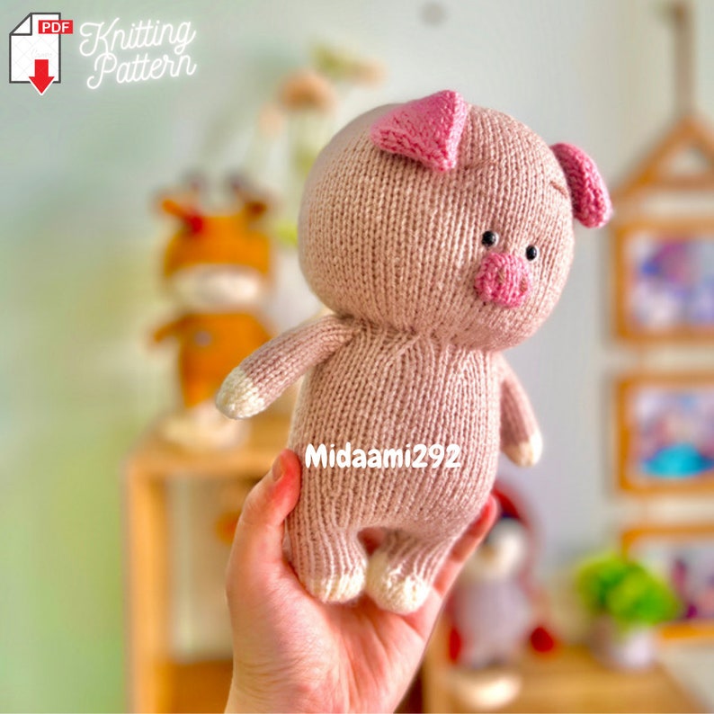 Pig Knitting Pattern, Knitting Toy Tutorial, Knitting Animal Pattern zdjęcie 3