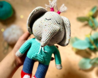 Elephant crochet pattern, Meena The Elephant, cute elephant crochet pattern, elephant amigurumi pattern, amigurumi pdf pattern