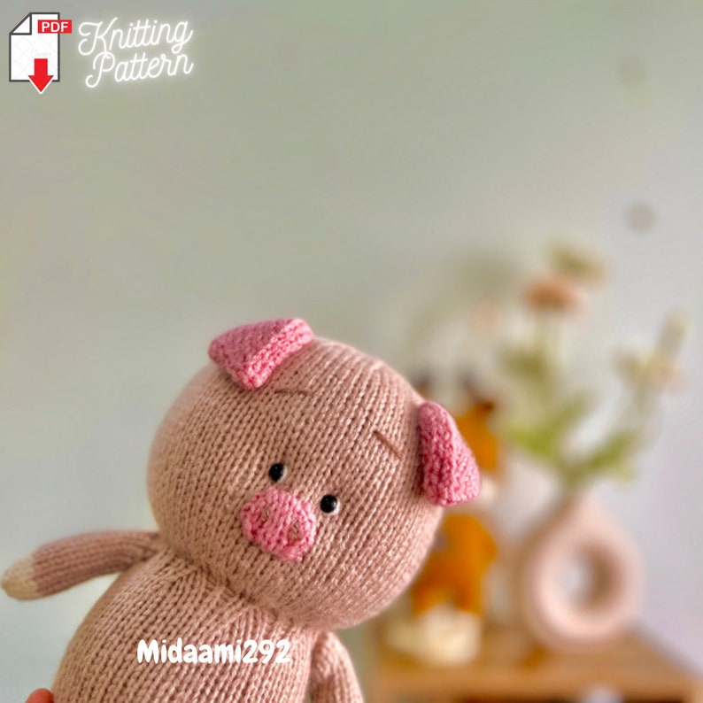 Pig Knitting Pattern, Knitting Toy Tutorial, Knitting Animal Pattern zdjęcie 2