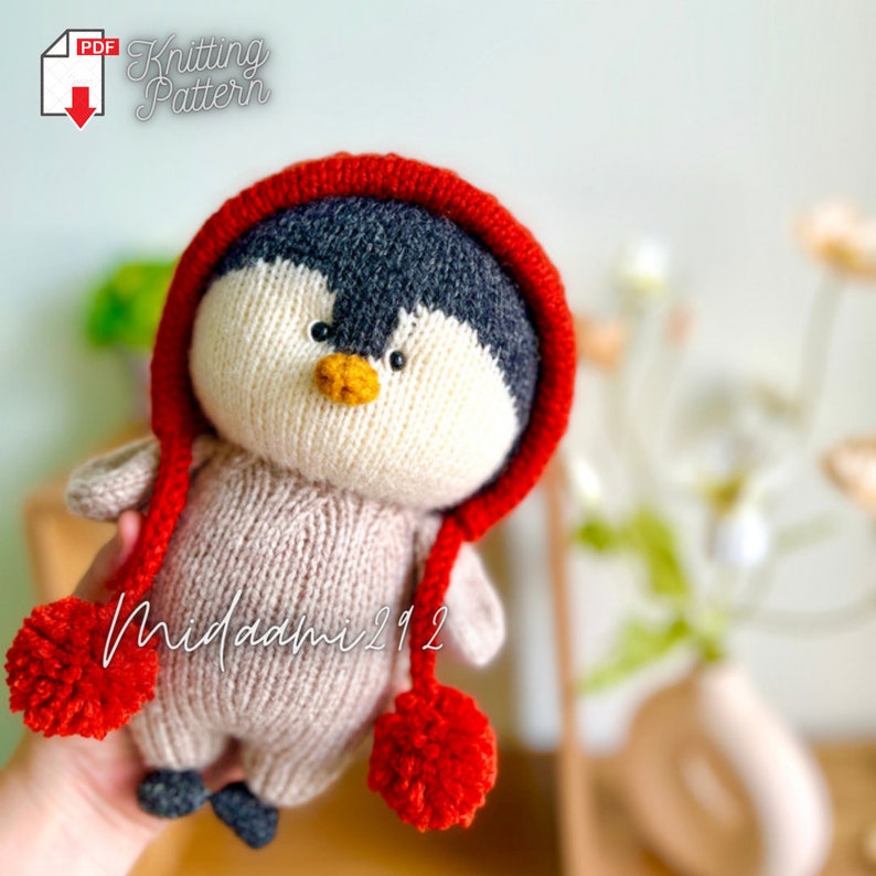 Penguin Knitting Pattern, Knitted Toy Tutorial, Knitted Animal Pattern zdjęcie 1