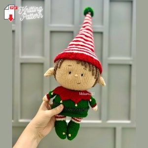 Patrón de tejido de duende navideño, patrón de tejido de muñeco de duende navideño, ayudantes de Papá Noel, patrón de tejido en PDF
