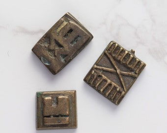 ASHANTI GOLD WEIGHT, Ashanti Goldweights, Gold weights From Ghana, 3 very old miniature weights , well used with worn lovely patina