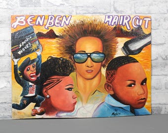 アフリカのペイントされた理髪店と美容院の看板 東アフリカと