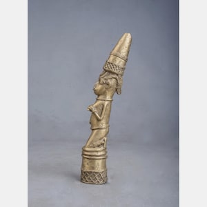 Poinçon divinatoire Ifa en bronze Iroke | Sculpture africaine yoruba, outil d'autel Orunmila Babalawo | Statue d'art tribal ouest-africain, cérémonielle