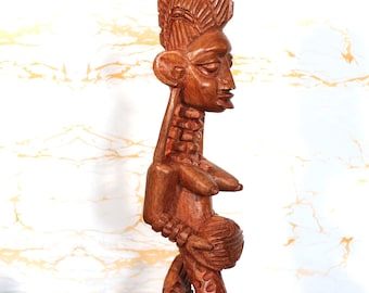 Yemoja Wood Statue – Hand Carved Yoruba Goddess Yemaya Sculpture