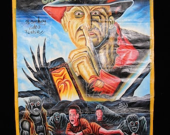 Ghana Movie Poster Painting||A Nightmare On Elm street|| 53&quot; X 40&quot;Deluxe Poster|| 1984 Horror slasher||Film Poster|| Oil Painting home décor