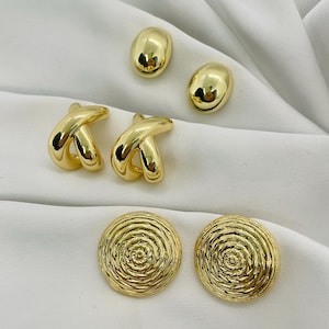 Gold Filled Luxurious Stud Earrings, WATERPROOF Trendy EveryDay Solid Heavy Huggies, Classic Statement Studs, Gold Chic Non-tarnish Studs