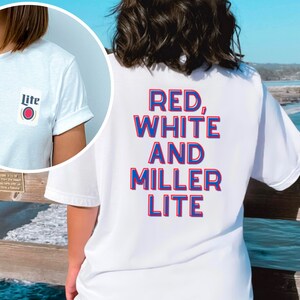 red, white and miller lite | Miller lite shirt | beer t shirt | Miller lite hoodie | oversized Miller lite shirt | beer T-shirt