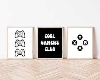Video Game Controller Prints, Gamer Room Decor, Set of 3 (Digital Download)