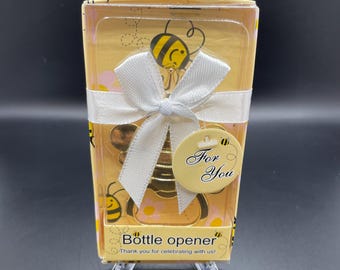 Gold Bee Bottle Opener Favors: Bee-Day, Baby Shower Souvenirs (24 pcs)