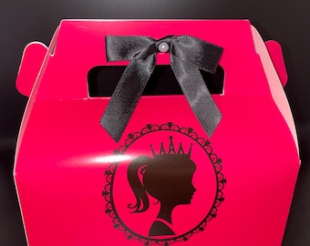 Hot Pink Doll Goodie Boxes Set | Birthday Party Favors with Bow (22 pcs)
