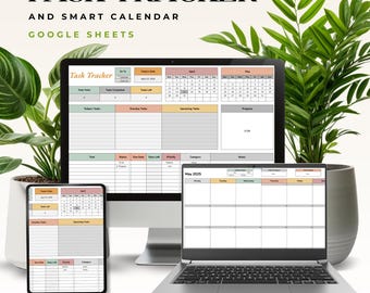 Rastreador de tareas inteligente / Calendario de Hojas de cálculo de Google (Descarga digital)