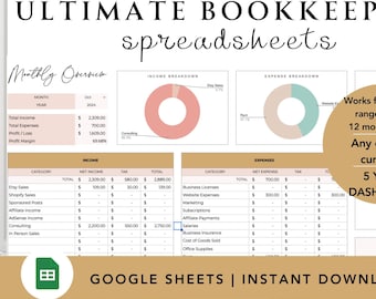 Plantilla de hoja de cálculo de contabilidad para pequeñas empresas (descarga digital)