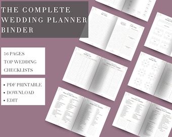Carpeta organizadora de bodas / Kit organizador de 58 páginas (Descarga PDF)