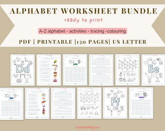 Hojas de trabajo para trazar el alfabeto ABC / Imprimibles para guardería y preescolar (PDF)
