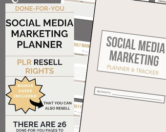 Planificador de marketing en redes sociales, derechos de reventa PLR (Canva editable)