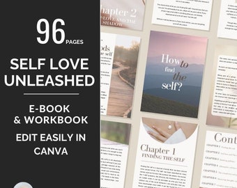 Libro electrónico y cuaderno de ejercicios de amor propio, plantilla MRR PLR de Canva