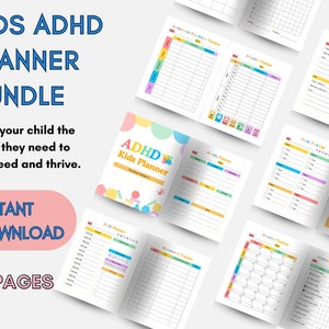 Kids ADHD Workbook,  adhd activities, kids ASD Worksheets Printable Kids ADHD Resources Planner Kids adhd Child Therapy adhd Tools School