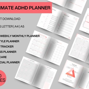 ADHD Planner Adult | Mental Health and Self-Care | Printable ADHD Productivity Journal | Digital Adhd Life Planner | ADHD Journal