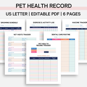 Pet Health Record, Dog Breeder Forms, Dog Owner Template, Digital Download, Printable, Pet Care Tracker