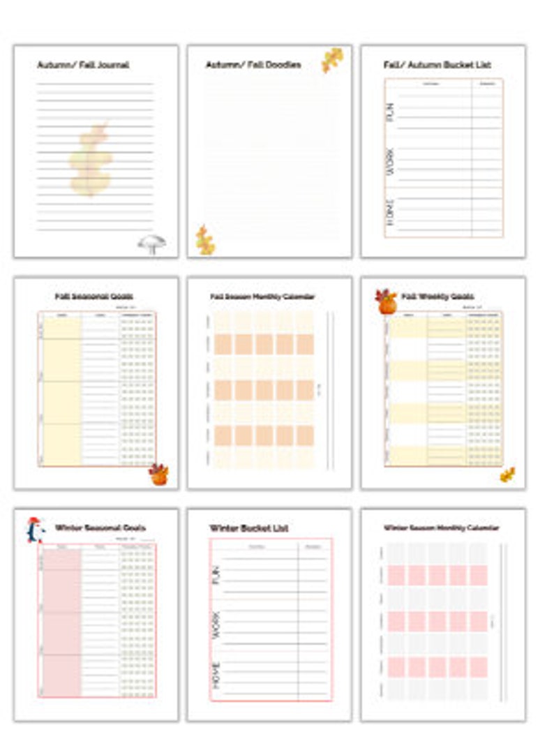 Seasonal Planner Printable Printable PDF Instant Download 3 Sizes ...