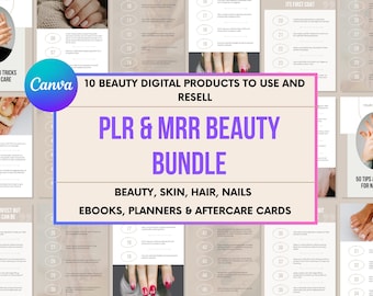 Paquete de productos digitales de belleza/PLR MRR, plantillas de Canva