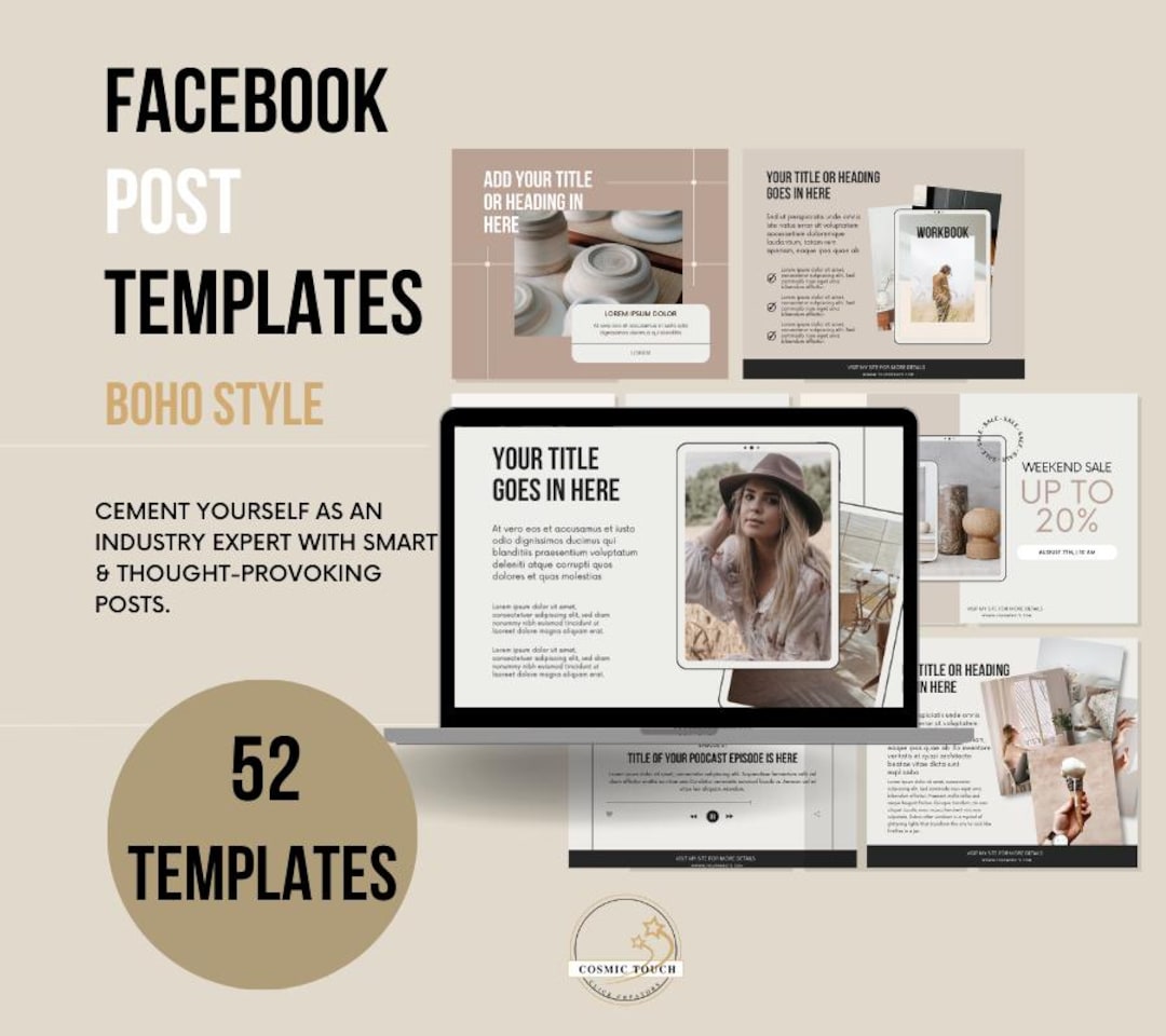 Facebook Post Templates - 52 Boho Style Templates to Edit in Canva MMR ...