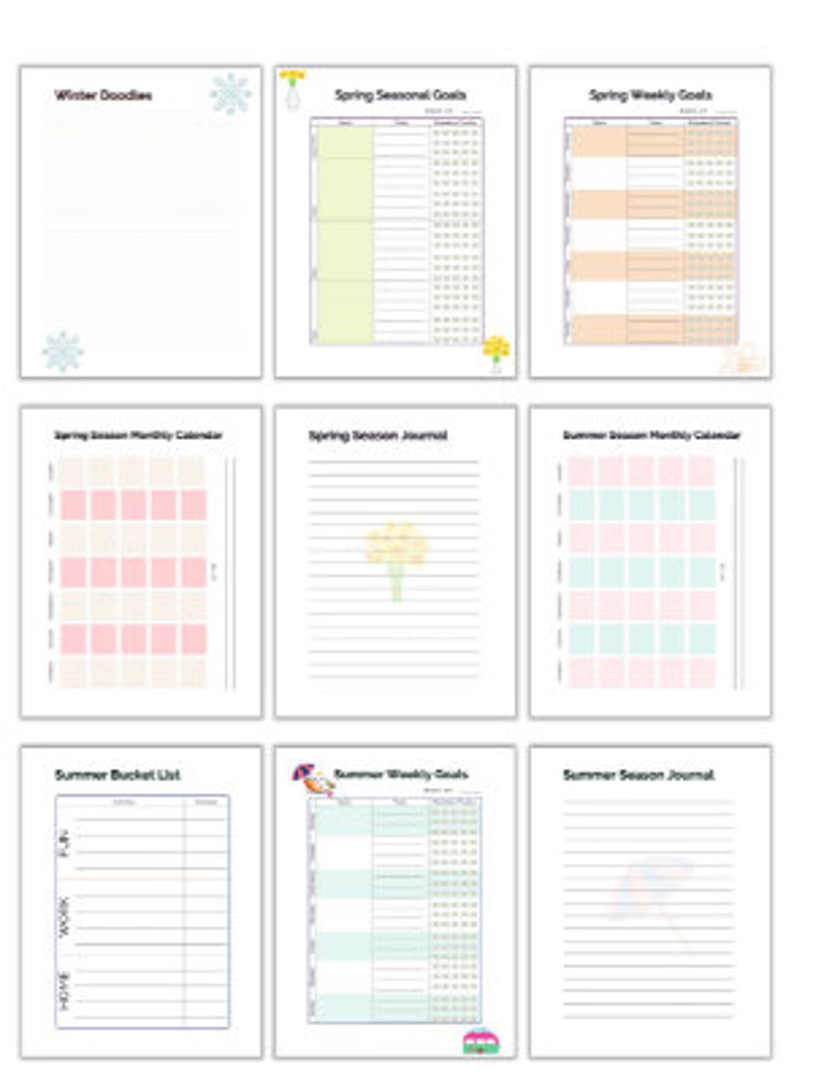 Seasonal Planner Printable Printable PDF Instant Download 3 Sizes ...