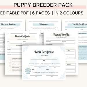 Invulbaar puppypakket fokker, fokkersrecords, formulieren fokker honden, puppyvaccinatie, hondenvaccinatie, bewerkbare pdf D001