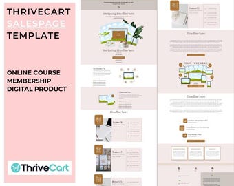 Plantilla de página de ventas de ThriveCart / Curso en línea y membresía (producto digital)