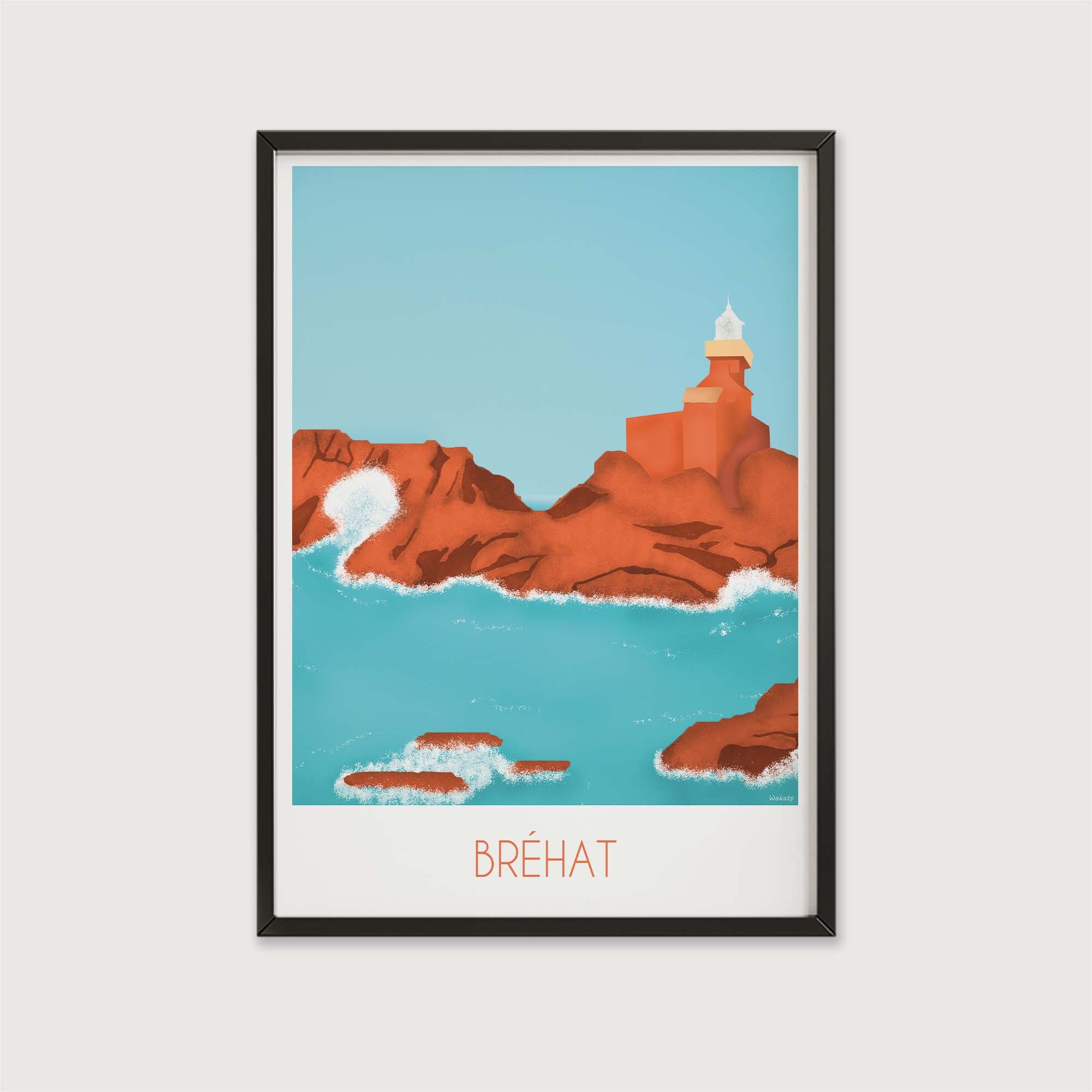 Affiche Vintage Bréhat Côtes d'armor 30x21cm.