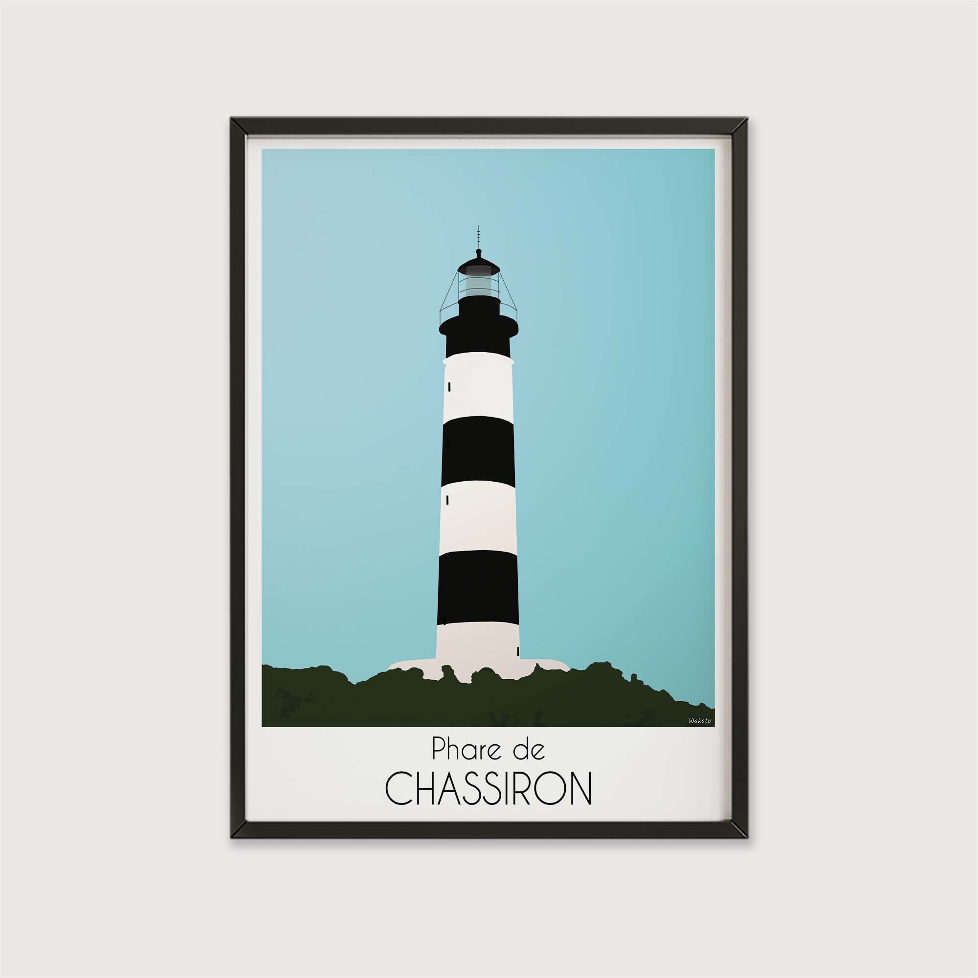 Affiche Vintage Phare de Chassiron Oléron 30x21cm. Série Oléron